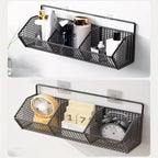 Black Wall-Mounted Wire Storage Basket with Open Front in Two- or Three-Grid Width Options