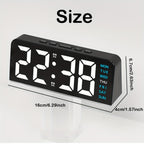 Purple-Accent LED Desk Alarm Clock with Time, Weekday and Date Display, Four Brightness Levels and USB Power