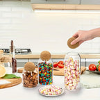 Glass Storage Jars with Cork Lid Set of 3 | 17oz 500ml Airtight Glass Containers with Spherical Cork Stopper | Kitchen Organizer for Tea Nuts Candy Spices Dried Flowers