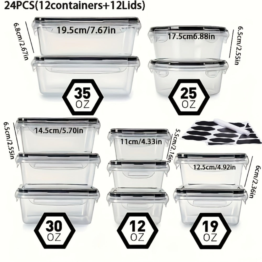 Food Storage Containers Set BPA-Free Airtight – Meal Prep Containers with Easy-Snap Lids Labels & Marker 24 48pcs Pantry Kitchen Organizer
