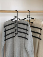 Space Saving Hangers 5-in-1 Multi-Layer Metal Closet Organizer | Heavy Duty Non-Slip Foam Pads | 2 Pack Clothes Hanger for Coats Sweaters Suits T-Shirts Closet Space Saver