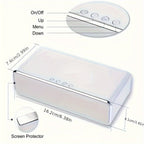 Wireless Charging Alarm Clock with Black or Silver-Tone Housing, Digital Time Display and Top Charging Surface