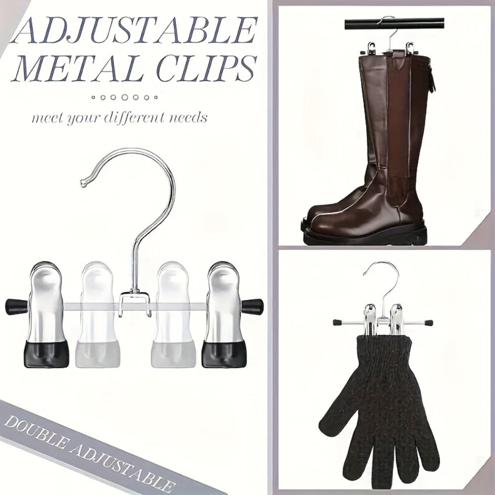 Metal Clamp Clothes Hangers, 10-Piece Set in White, Gray or Black with Twin Clips for Pants, Skirts or Boots