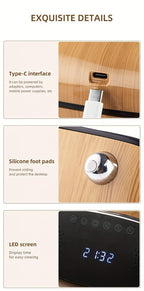Humidifier with Bluetooth Speaker, LED Alarm Clock, Remote Control and Wood-Grain Desktop Body