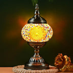Table Lamp with Mosaic Glass Globe, Metal Base, Seven Color or Pack Options and Three White-Light Modes