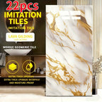 Self-Adhesive PVC Wall Sticker 22pcs Peel and Stick Marble Boho Wallpaper 11.81x23.62in Oil for Entryways, Bedrooms and Living Spaces