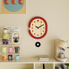 Red Grid Wall Clock