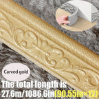 3D Self-Adhesive Foam Baseboard Wall Trim Sticker Waterproof Peel and Stick Carved Wallpaper Border Skirting for Home Decor White Silver Gray Copper Gold 4 8 12 Rolls