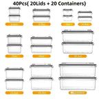 Food Storage Containers with Lids Airtight Plastic Meal Prep Containers Stackable Leak Proof BPA Free for Pantry Kitchen Refrigerator Freezer with Labels