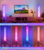 60-Inch Cylindrical Fabric-Shade RGB Floor Lamp with App, Remote, Music Modes and One- or Two-Lamp Options