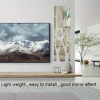 Silver Acrylic Mirror Tree Wall Decal with Branch and Leaf Pieces for a 39.4 x 11.02 in Layout