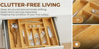 Expandable Bamboo Drawer Organizer with 6–8 Compartments, Sliding Sides and Natural Wood Finish