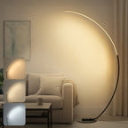 Arched Floor Lamp 65 Inch Modern LED Dimmable with Remote 3 Color Temperatures Curved Black for Entryways, Bedrooms and Living Spaces