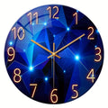 Blue Glass-Face Wall Clock with Gold-Tone Numerals, Quartz Movement and Five Diameter Options from 12 to 24 Inches