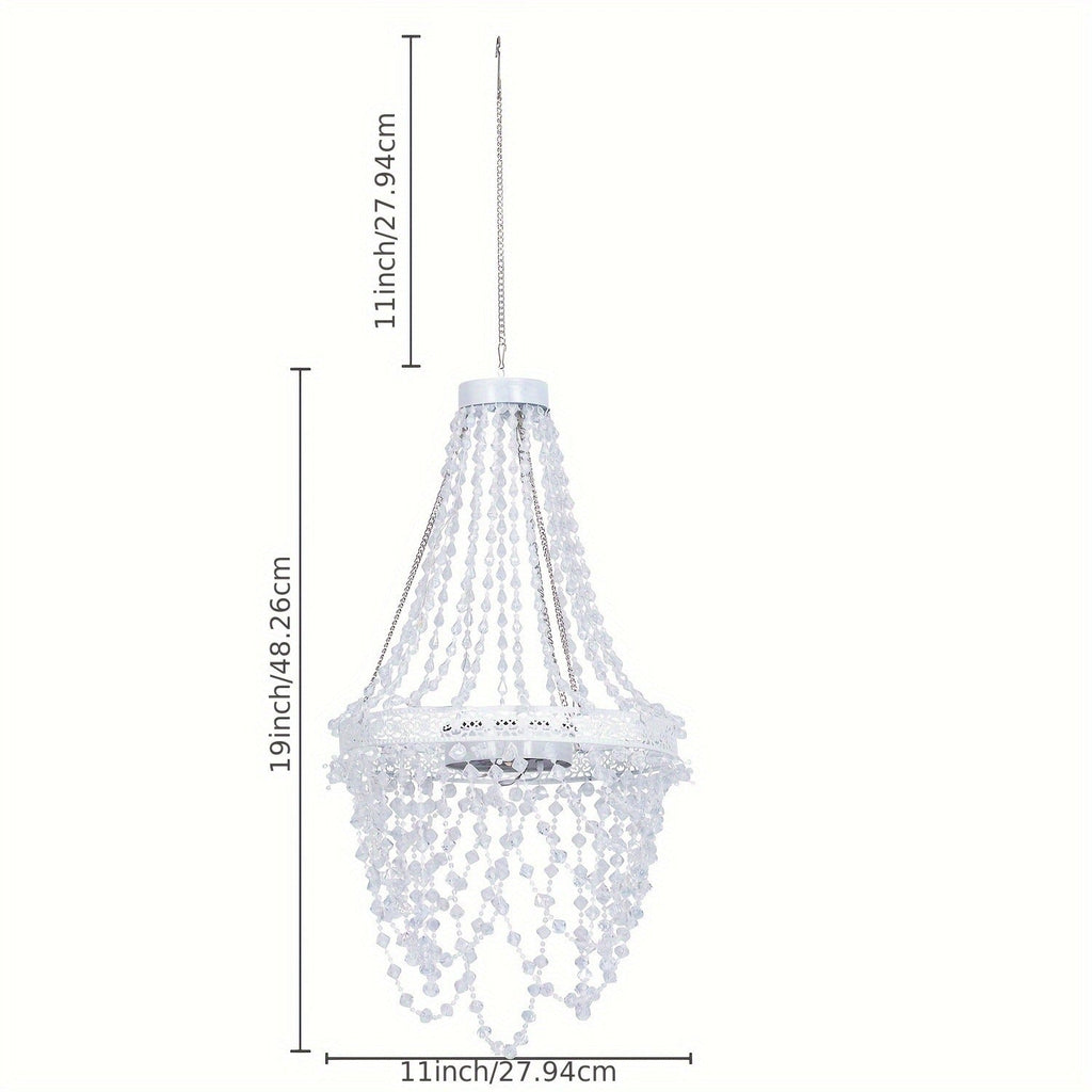 Solar Outdoor Lights 54-LED Hanging Crystal Chandelier in 6-Tier, Oval or Round Style for Gazebo Decor