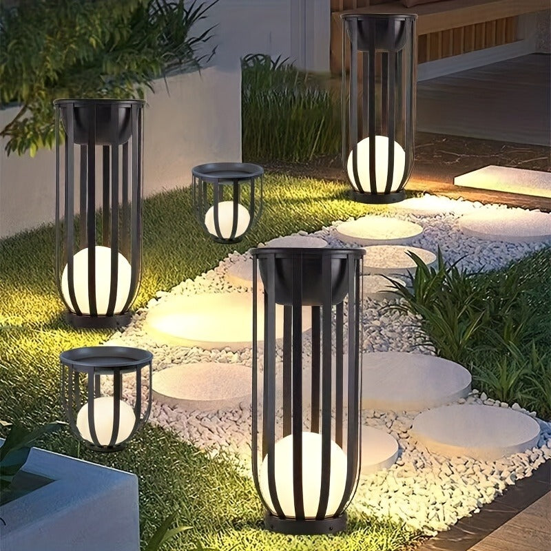 Solar Garden Light Table or Floor Lamp with Short and Tall Options, Solar Panel and Remote-Control Layout