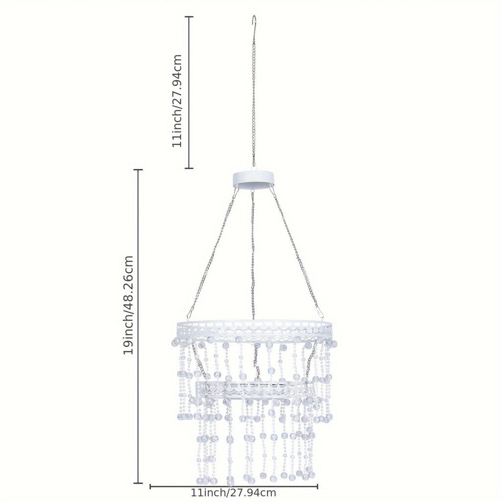 Solar Outdoor Lights 54-LED Hanging Crystal Chandelier in 6-Tier, Oval or Round Style for Gazebo Decor