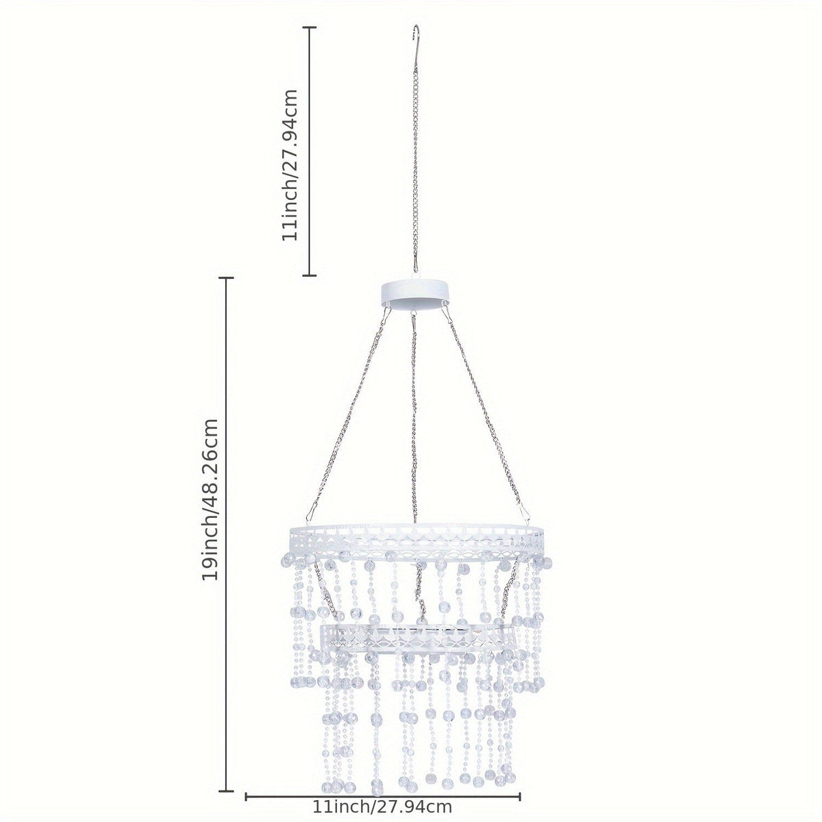Solar Outdoor Lights 54-LED Hanging Crystal Chandelier in 6-Tier, Oval or Round Style for Gazebo Decor