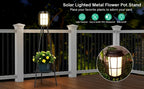 Solar Floor Lamp with Metal Plant Stand 36 Inch Outdoor Solar Light Flower Shelf for Patio Deck Yard Garden Outdoor Decor Gift Set of 2