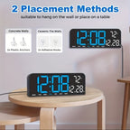 Large Digital LED Wall Clock Dual Alarm Clock with Temperature Date Display Brightness for Entryways, Bedrooms and Living Spaces