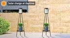 Solar Floor Lamp with Metal Plant Stand 36 Inch Outdoor Solar Light Flower Shelf for Patio Deck Yard Garden Outdoor Decor Gift Set of 2