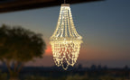 Solar Outdoor Lights 54-LED Hanging Crystal Chandelier in 6-Tier, Oval or Round Style for Gazebo Decor