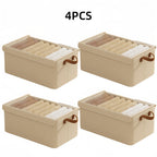 Foldable Fabric Storage Bins with Clear Top Lids and Handles in Four- or Six-Piece Color Sets
