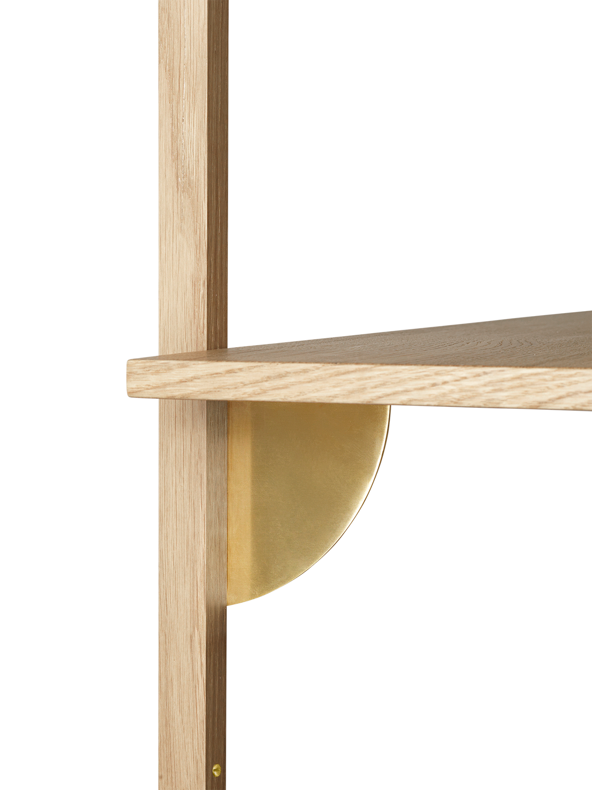 Sector Shelf - Single - Wide - Natural Oak/Brass