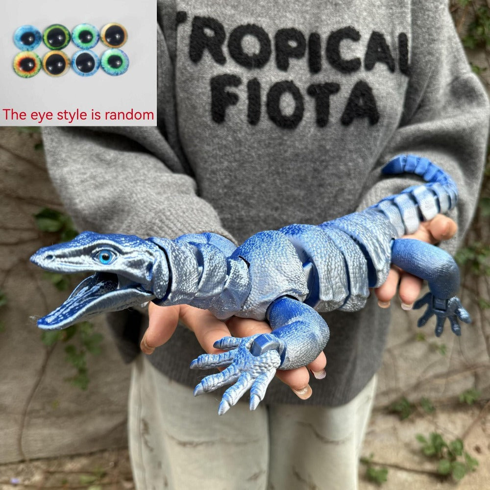 Giant Lizard Figurine 21 Inch 3D Printed – Realistic Reptile Animal Model Openable Mouth Easy 3-Part Assembly 7 Color Styles, Desk Decor Unique Gift for Kids Adults Reptile Lovers