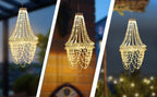 Solar Outdoor Lights 54-LED Hanging Crystal Chandelier in 6-Tier, Oval or Round Style for Gazebo Decor