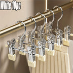 Metal Clamp Clothes Hangers, 10-Piece Set in White, Gray or Black with Twin Clips for Pants, Skirts or Boots