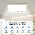 Wireless LED Ceiling Light Motion Sensor Rechargeable Battery Powered 3 Color Temperatures for Home Cooking, Dining and Outdoor Meals