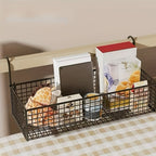 Over Door Hanging Basket Storage Rack - Woven Mesh Metal Organizer Shelf for Bedroom Dorm Wardrobe Closet