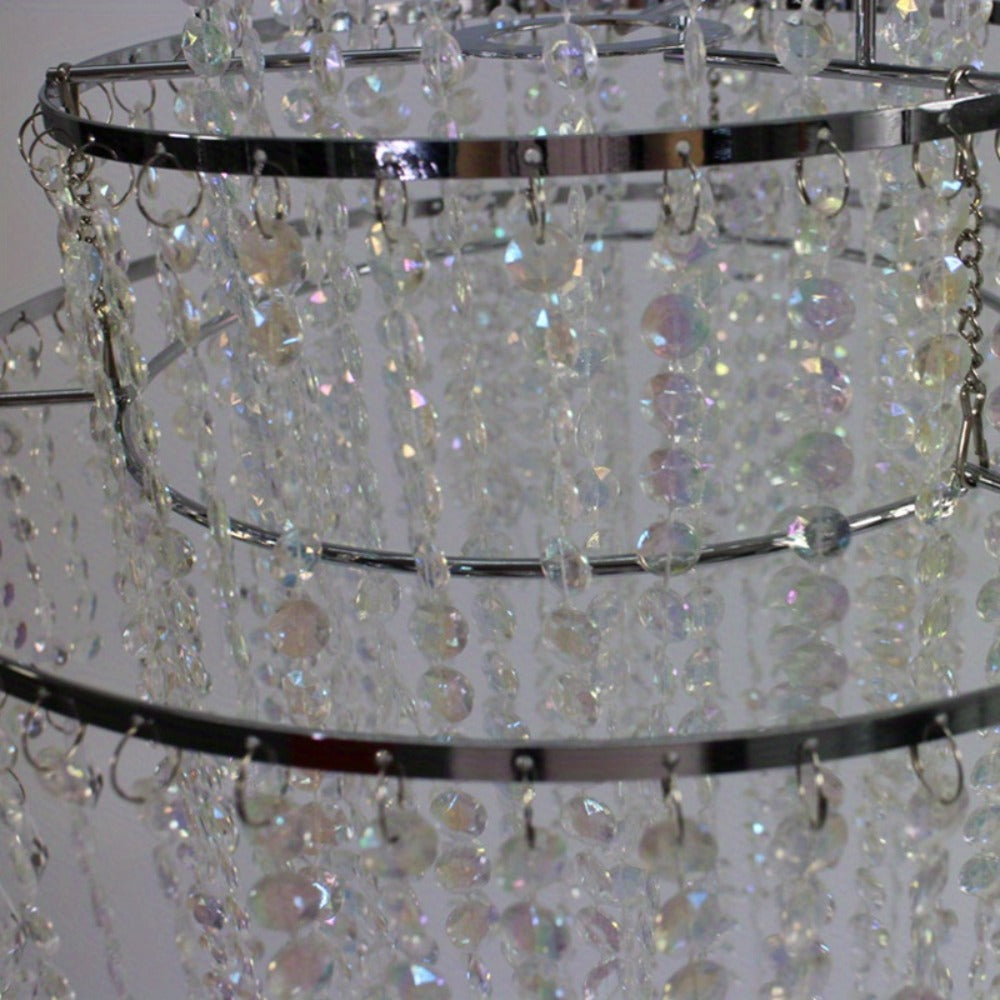 Crystal Beaded Chandelier Lampshade Acrylic Sparkling Droplets Elegant Ceiling Light Fixture for Entryways, Bedrooms and Living Spaces