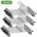 Pants Hangers with Clips 30-Pack – Adjustable Metal Skirt Hangers with 360° Rotatable Clips for Jeans, Trousers, Skirts, Dresses & Ties – Stainless Steel Closet Organizer Hangers