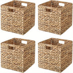 Water Hyacinth Storage Baskets with Seagrass and Paper Rope Options in 2- or 4-Pack Cube Sizes
