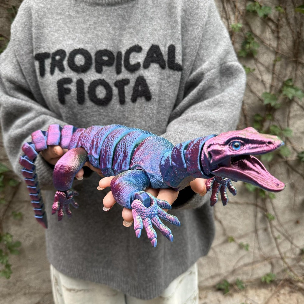 Giant Lizard Figurine 21 Inch 3D Printed – Realistic Reptile Animal Model Openable Mouth Easy 3-Part Assembly 7 Color Styles, Desk Decor Unique Gift for Kids Adults Reptile Lovers