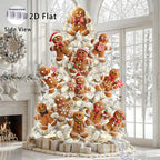 Christmas Tree Ornaments 12pcs Gingerbread Man Decorations 2D Flat Funny Xmas Tree Hanging Decor with Loops
