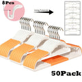 50-Piece Clothes Hanger Set with Eight Clasps, Padded Shoulder Strips and Swivel Hooks in Orange or Grey