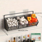 Black Wall-Mounted Wire Storage Basket with Open Front in Two- or Three-Grid Width Options