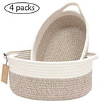 Cotton Rope Storage Baskets with Handles in 2- or 4-Pack Oval Color Options for Shelves and Rooms