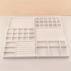 Stackable Jewelry Organizer Trays 6-Piece Set – Rectangular Multi-Compartment Drawer Inserts with Removable Dividers for Earrings, Rings, Necklaces & Bracelets – Tabletop Jewelry Display Case Storage