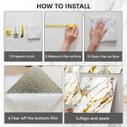 Marble Gold-Vein Wall Tile Sticker Set with 30 cm Panels, Four Colors and 50- or 100-Piece Packs