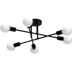 Sputnik Chandelier 6-Light Black Industrial Ceiling Light Fixture Semi Flush Mount for Bedroom Dining Room Living Room Kitchen