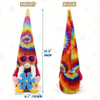 Hippie Gnomes Decorations 2 Pack – Groovy Tie Dye Tomte Figurines with Peace Sign & Fashion Glasses, 13.5" Swedish Gnome Shelf Sitters for Farmhouse, Christmas, Halloween & Party Decor