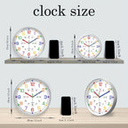 Color-Coded Learning Wall Clock in 8, 10 or 12-Inch Sizes with Minute and Quarter-Hour Markers