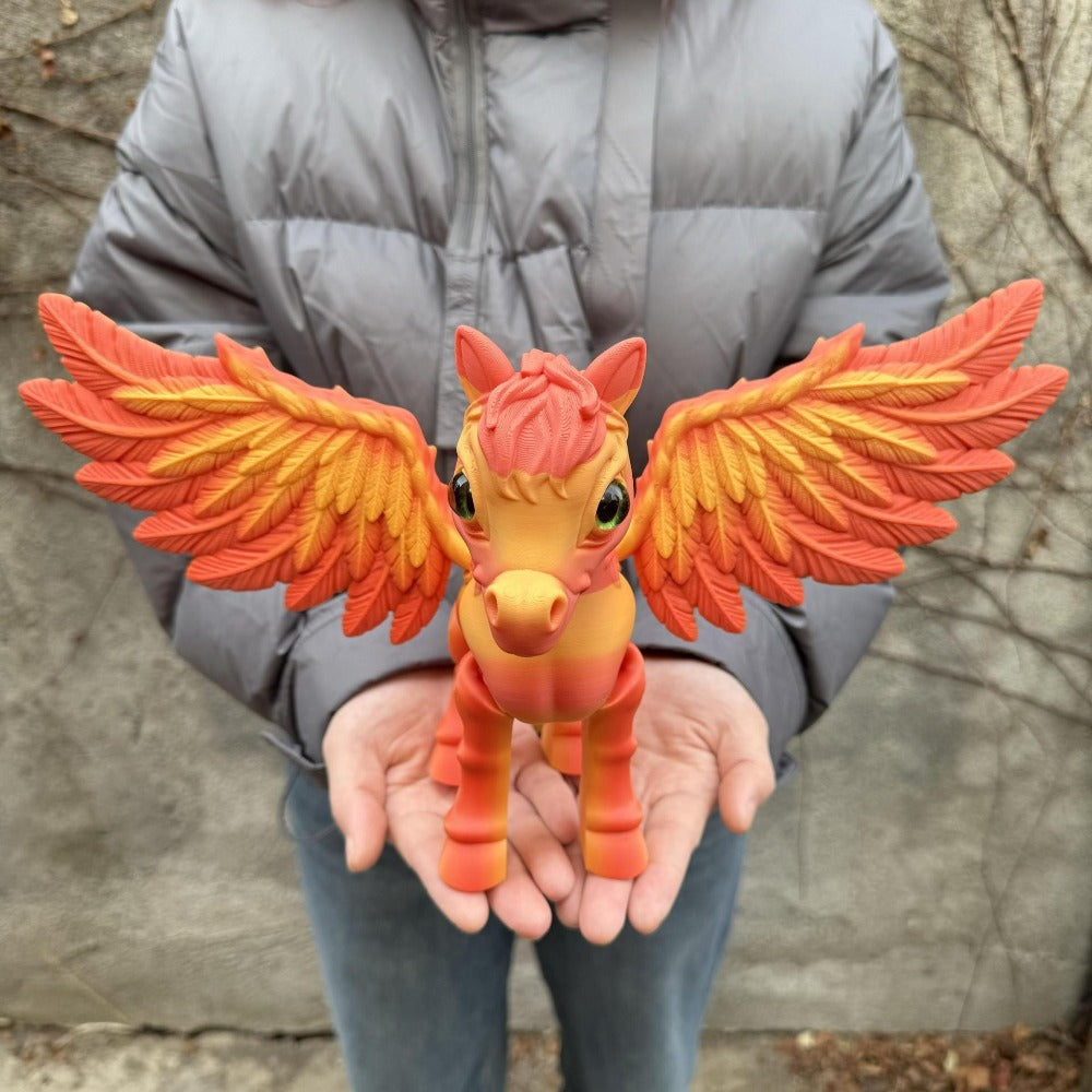 Pegasus Flying Horse Figurine Articulated 3D Printed, Large Poseable Mythology Fantasy Sculpture 10 Color Styles