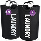 Tall 95L Laundry Basket Set with 14.96 x 31.1-Inch Fabric Bins in Single Gray or Two-Piece Color Options