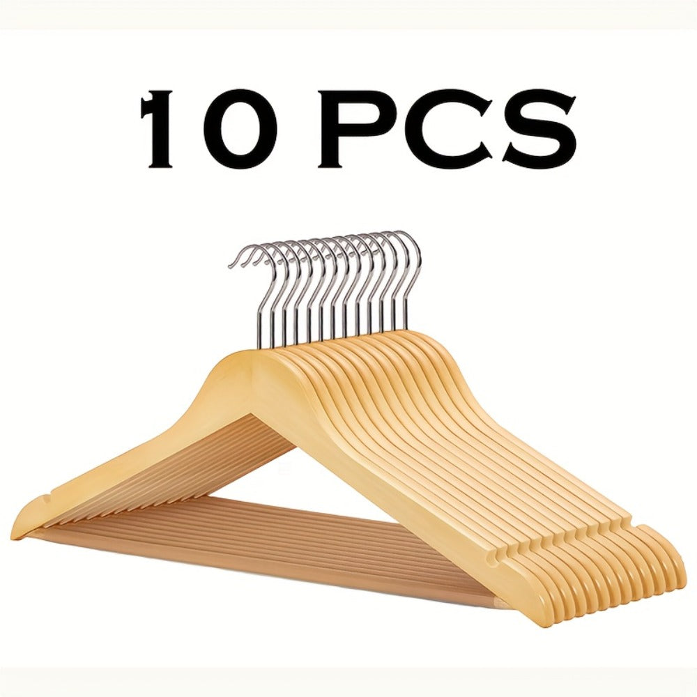 Solid Wood Clothes Hangers, 10/20/30 Pack Champagne Sturdy Wooden Coat Hangers for Jackets, Dresses & Heavy Coats