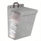Wall Mounted Laundry Hamper Foldable Oxford Cloth with Lid | Space Saving Clothes Storage Basket for Bedroom Bathroom Living Room | Large 22x15 Inch Multi-Purpose Organizer Gray